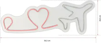 Dekor dritash LED plastike, Love Trip aeroplan, shumëngjyrëshe