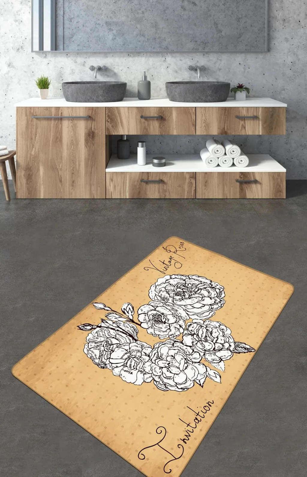 Tapet për banjo Mijölnir, Vintage Roses, 80x100cm - 2