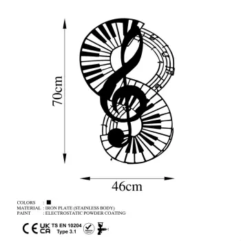 Aksesor dekorativ metalik për mur, Wallity, muzikor 4