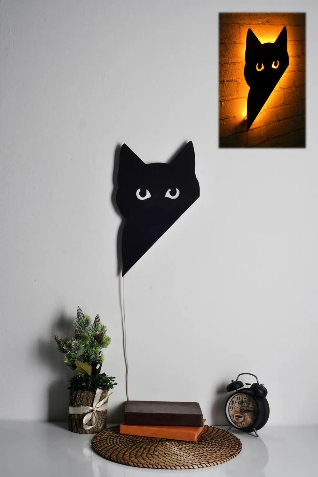 Dritë dekorative LED, formë mace, ngjyrë e verdhë, Wallity Cat 2, 23x36cm - 2