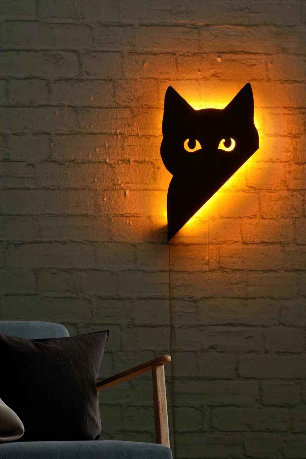 Dritë dekorative LED, formë mace, ngjyrë e verdhë, Wallity Cat 2, 23x36cm - 4