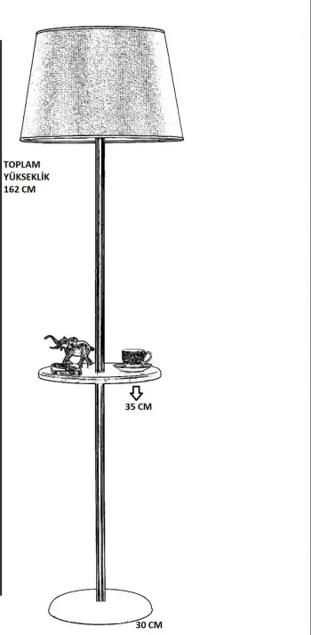 Llambë dyshemeje Opviq, Mercan Eskitme, me raft, ngjyrë ari dhe gri