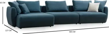 Këndare Maya, ngjyrë kaltër, Atelier del Sofa, kënd majtas, 3 pjesë