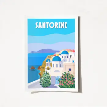 Poster A3 Santorini, shumëngjyrësh, 29.7x42cm
