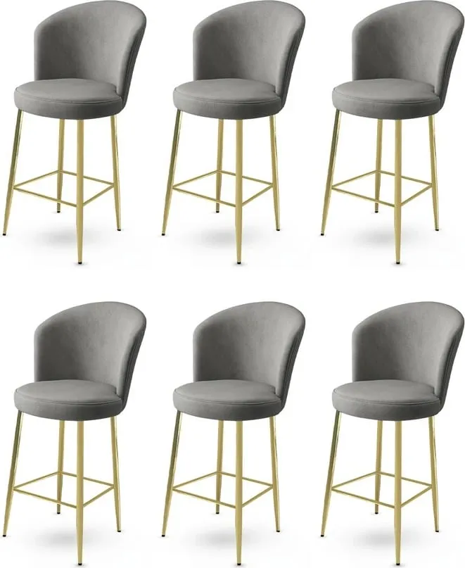 Set karrigesh për bar (6 copë), Hanah Home, Fora, gri, ari - 1