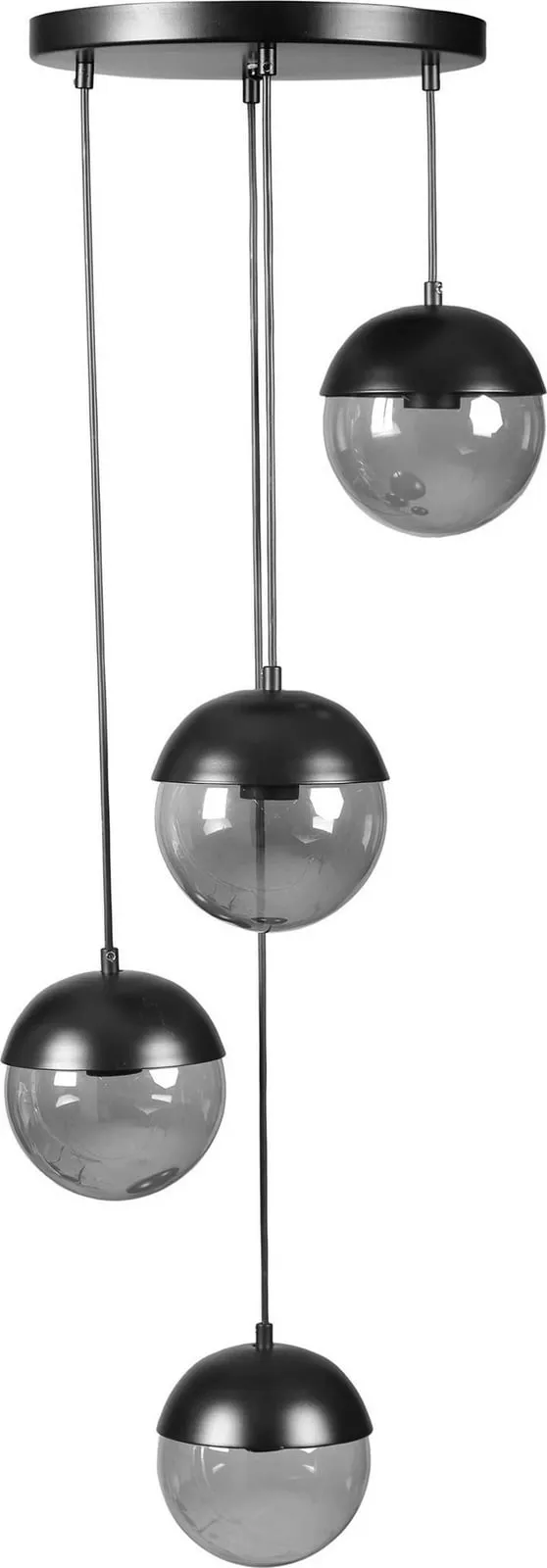 Llambadar Opviq, 4 sfera, metal i zi, xham i tymosur - 2