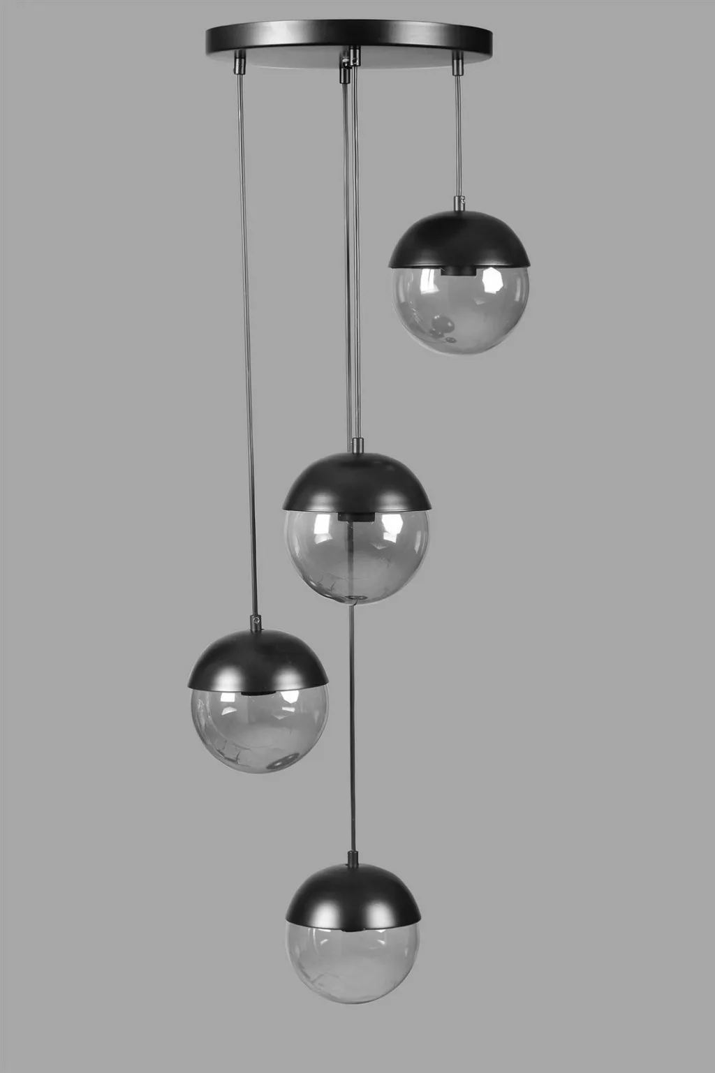 Llambadar Opviq, 4 sfera, metal i zi, xham i tymosur - 3