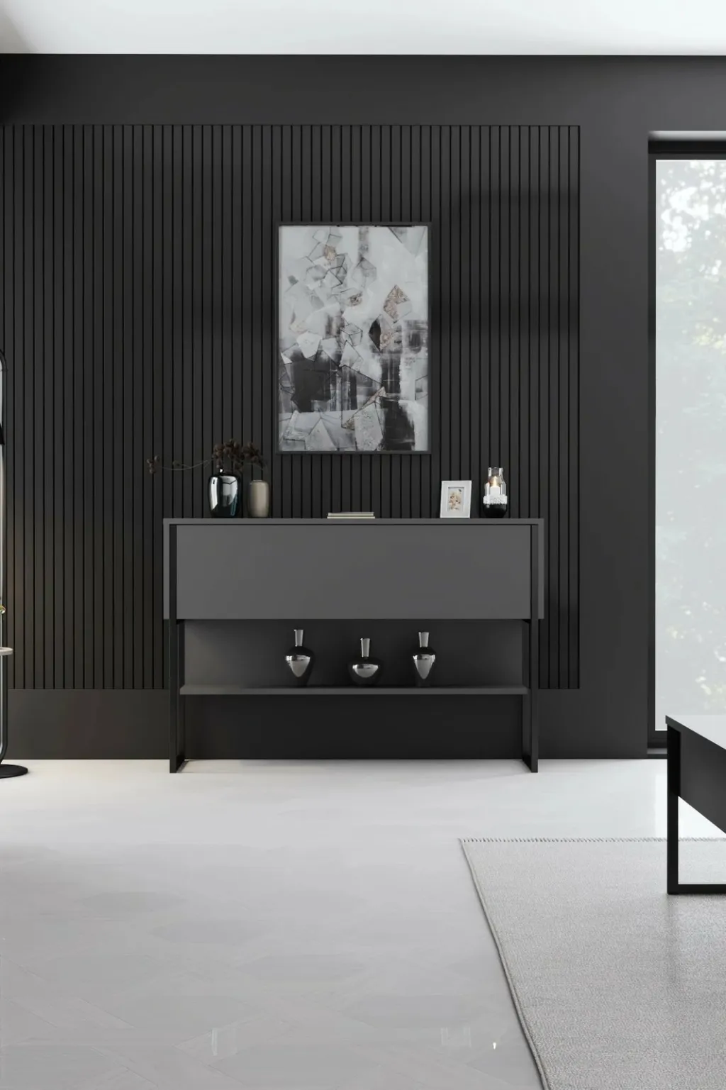 Komodë Hanah Home, Luxe, e zezë dhe antracit - 3
