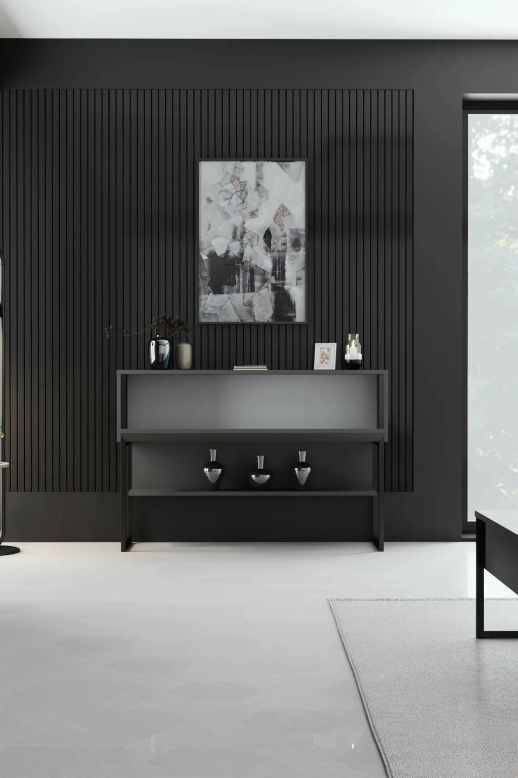 Komodë Hanah Home, Luxe, e zezë dhe antracit - 4