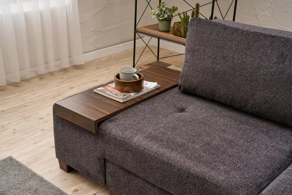 Krevat-sofá treshe, Atelier del Sofa, pëlhurë Perenna Chenille, antracit - 4