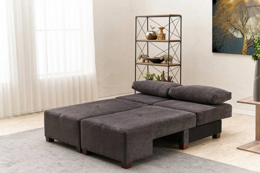 Krevat-sofá treshe, Atelier del Sofa, pëlhurë Perenna Chenille, antracit - 5