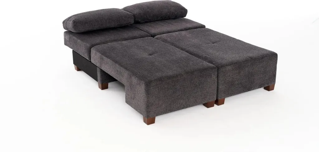 Krevat-sofá treshe, Atelier del Sofa, pëlhurë Perenna Chenille, antracit - 6
