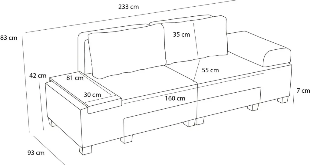 Krevat-sofá treshe, Atelier del Sofa, pëlhurë Perenna Chenille, antracit - 10