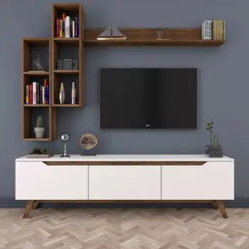 Komodë TV Hanah Home, M16 - 804, ngjyrë e bardhë dhe arre