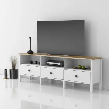 Komodë TV Hanah Home, FRN-10055, ngjyrë druri dhe e bardhë, 180x60x35cm