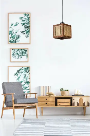 Llambë tavani Opviq, rattan, ngjyrë arre, Kumsal Tekli Ceviz Rattan Sarkıt