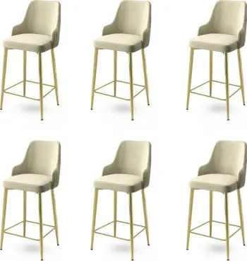 Set karrigesh për bar (6 copë), Hanah Home, Enox, krem dhe ari
