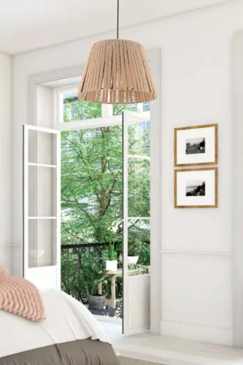 Llambë tavani Opviq, krem, kapak prej jute, Cone