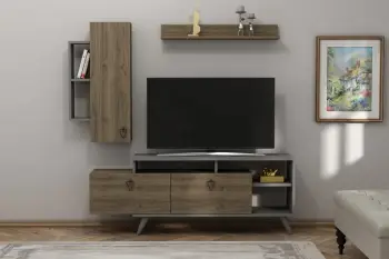 Kombinim për TV Hanah Home, ngjyrë arrë dhe antracit, Clara