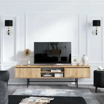 Komodë TV Hanah Home, Matias, ngjyrë lis dhe e zezë, 180x40x50cm