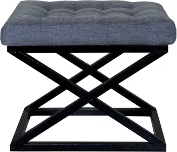 Puf Atelier del Sofa, këmbëza kryq, ngjyrë e zezë, blu