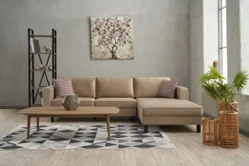 Këndare Atelier del Sofa, kadife, kënd i djathtë, ngjyrë krem