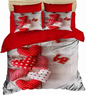 Set mbulesë për dyshek dopio, L'essentiel, 188, e bardhë dhe e kuqe