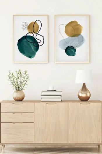 Pikturë dekorative me kornizë, MDF, shumëngjyrëshe, 2 copë, Wallity, Huhu90, 70x50cm