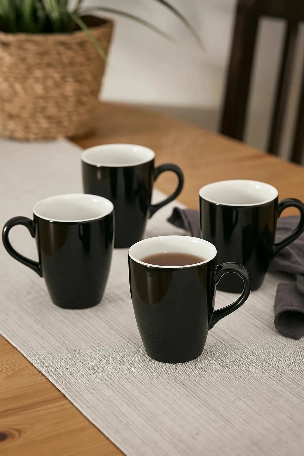 Set filxhanësh porcelani të zi (6 copë), Hermia, LimaMug6S - 1