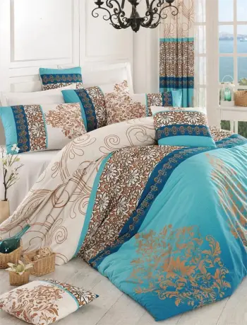 Set mbulesë për jorgan dopio L'essentiel, Katre, ngjyrë turquoise