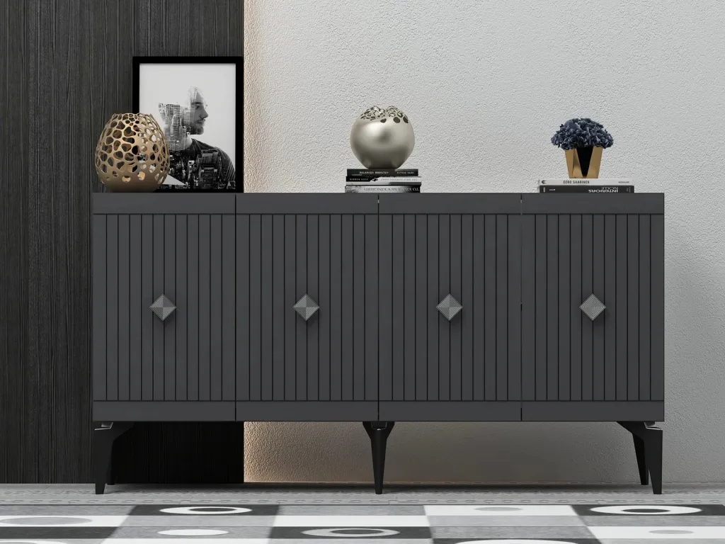 Konsolë Hanah Home, Midas, antracit, argjend - 1