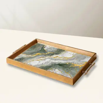 Tabaka dekorative prej qelqi, dizajn Aberto, TPEA10015, shumëngjyrëshe, 50x29x3.5cm