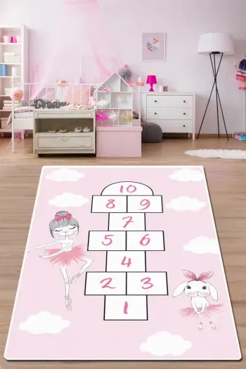 Qilim për fëmijë, dizajn hopscotch, shumëngjyrësh, 100x160cm, Campana DJT