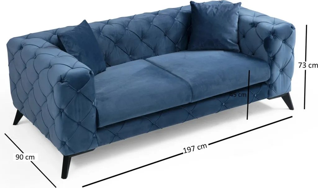 Divan dy ulëshe, ngjyrë kaltër, Como, Atelier del Sofa - 9