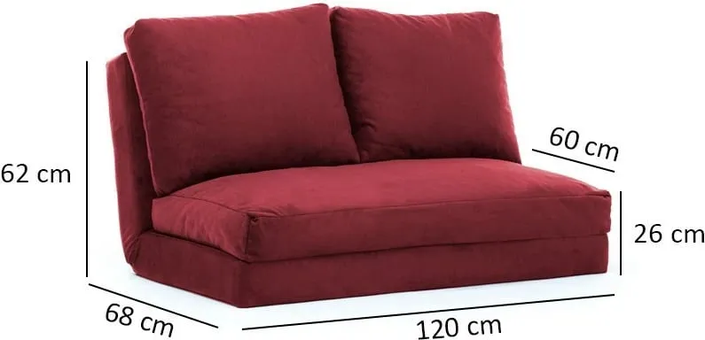 Divan-krevat 2 vende, Atelier del Sofa, Taida, ngjyrë e kuqe e errët - 8