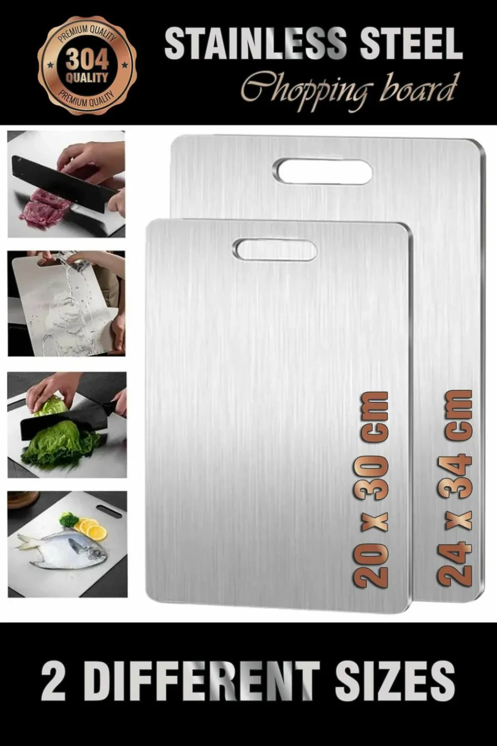 Set dërrasash për prerje, inox, 2 copë, 24x34cm dhe 20x30cm - 2