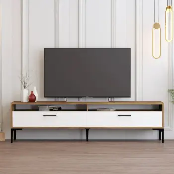 Komodinë për TV Istanbul 2, arrë, bardhë