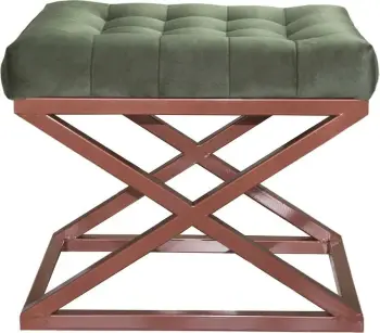 Puf Atelier del Sofa, kornizë bakri, jastëk i gjelbër