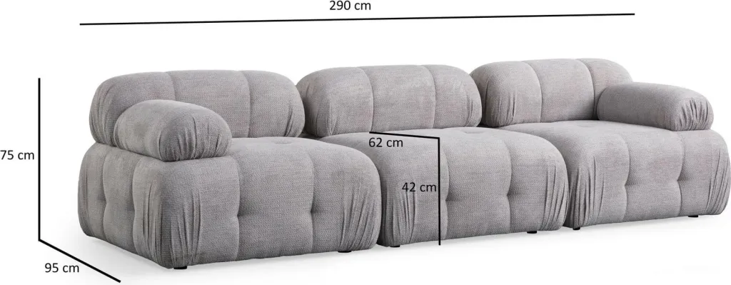 Kënd-sofë Atelier del Sofa, Petite 3, ngjyrë gri e çelët - 12