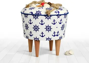 Puf për fëmijë, dizajn marin, blu dhe bardhë, Cunda Atelier del Sofa