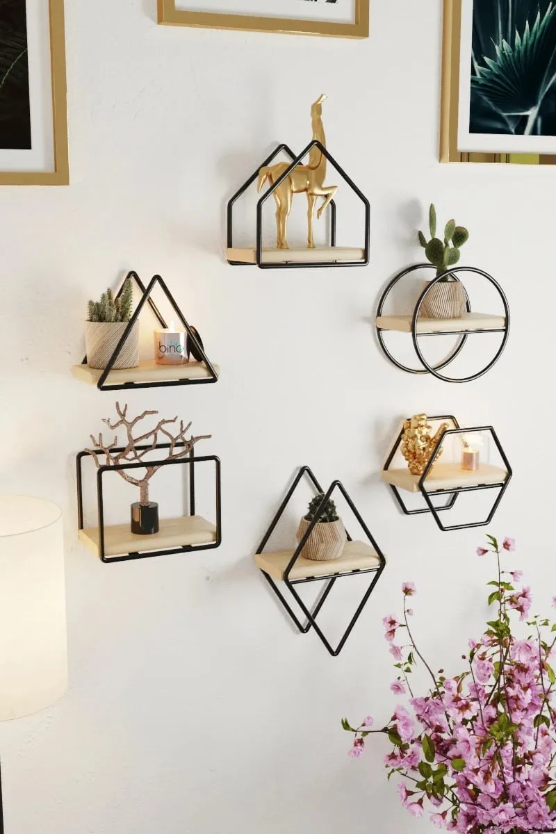 Set rafesh për mur, Hanah Home, Minyatür Raflar, 6 copë - 4