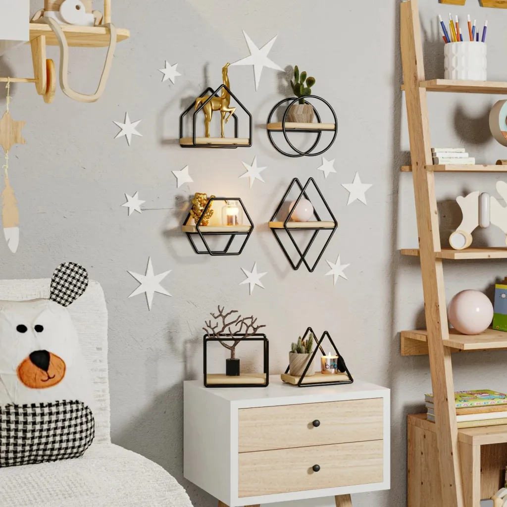 Set rafesh për mur, Hanah Home, Minyatür Raflar, 6 copë - 5