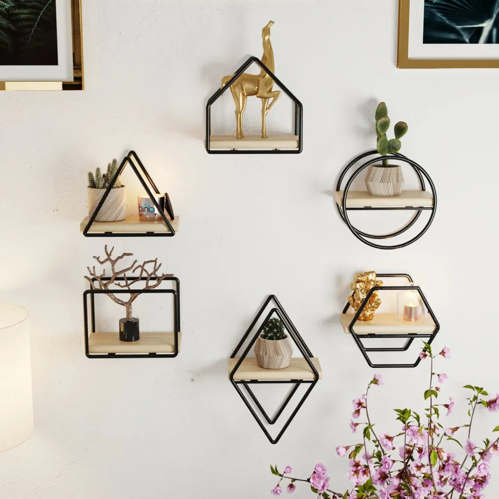 Set rafesh për mur, Hanah Home, Minyatür Raflar, 6 copë - 7