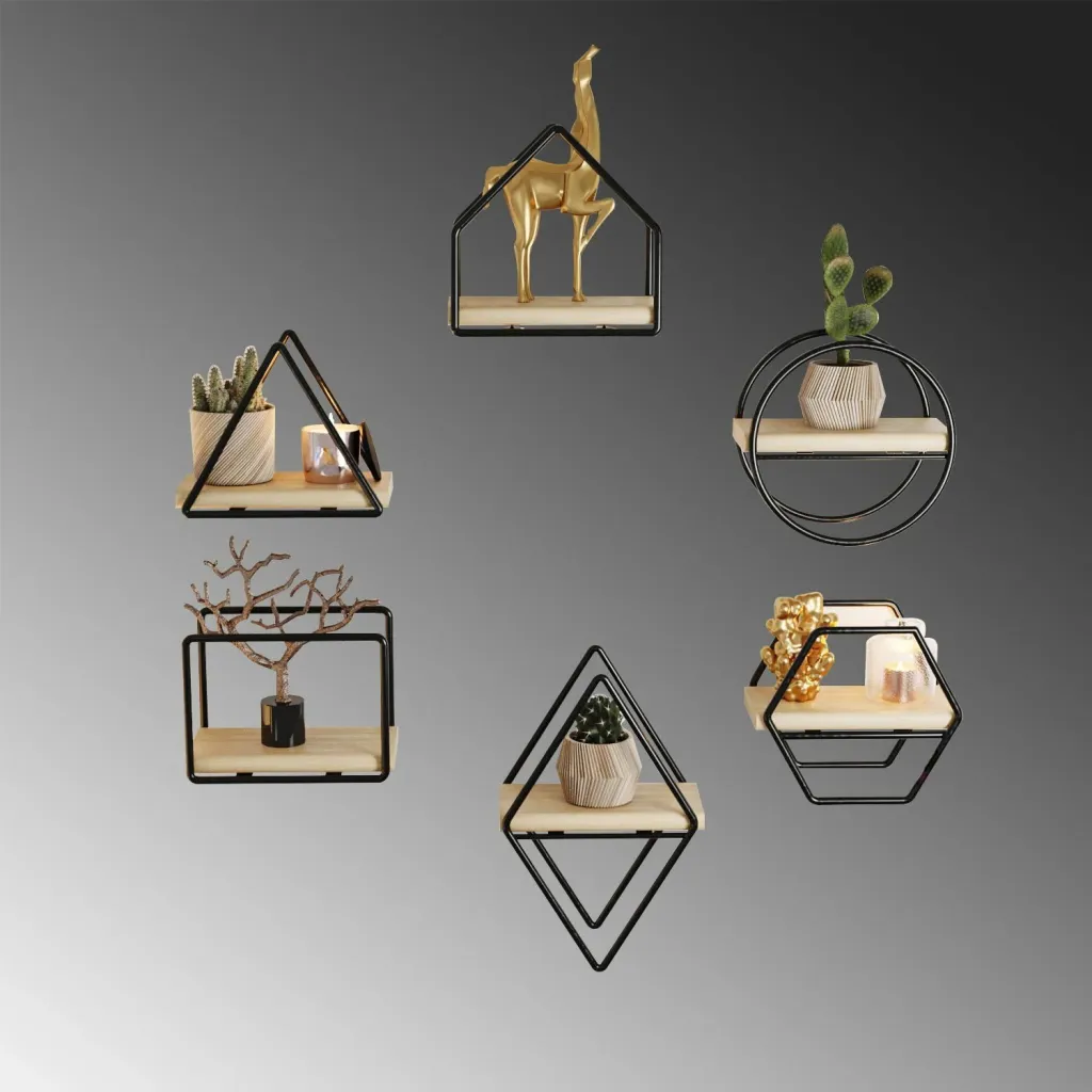 Set rafesh për mur, Hanah Home, Minyatür Raflar, 6 copë - 8
