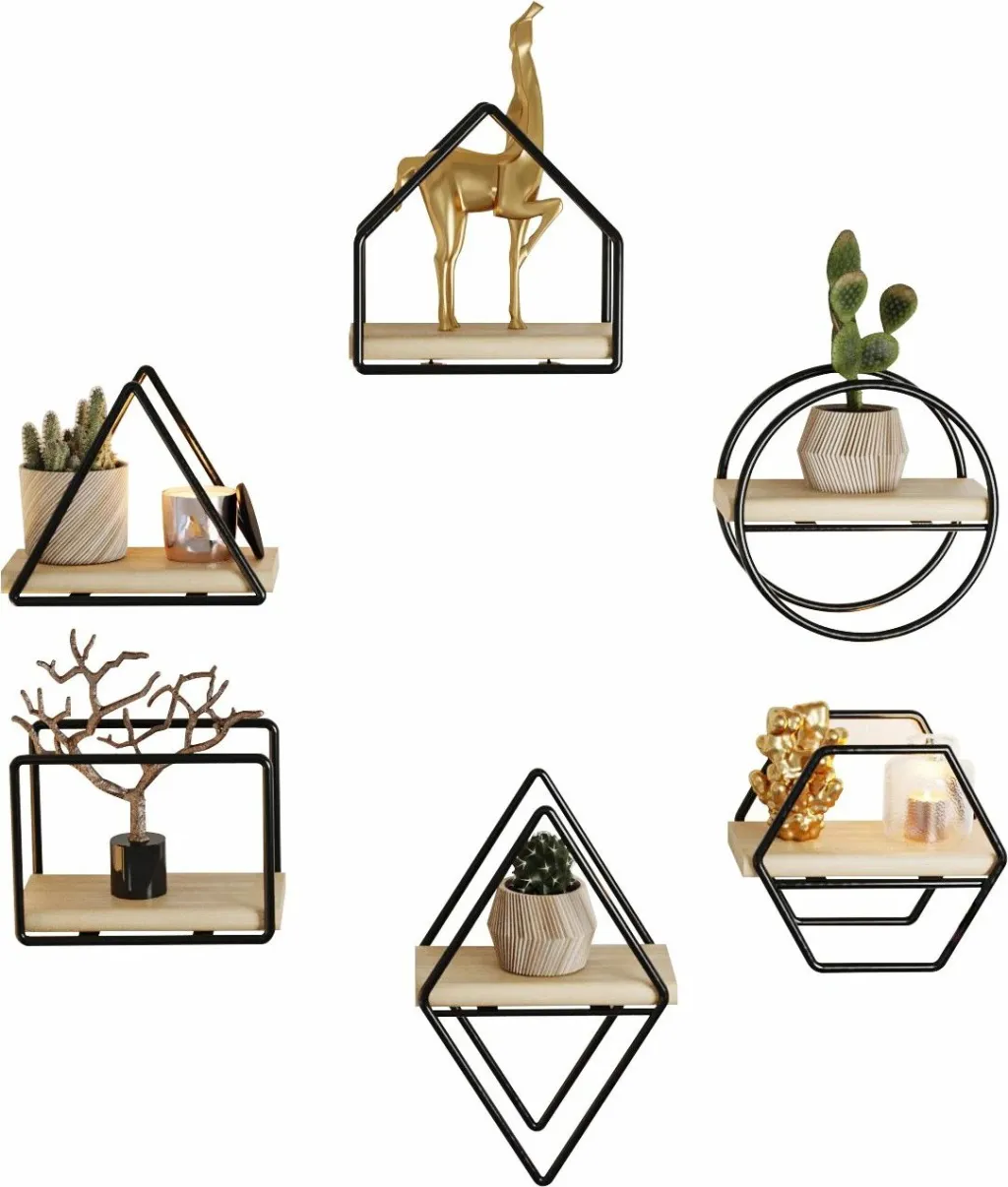 Set rafesh për mur, Hanah Home, Minyatür Raflar, 6 copë - 9