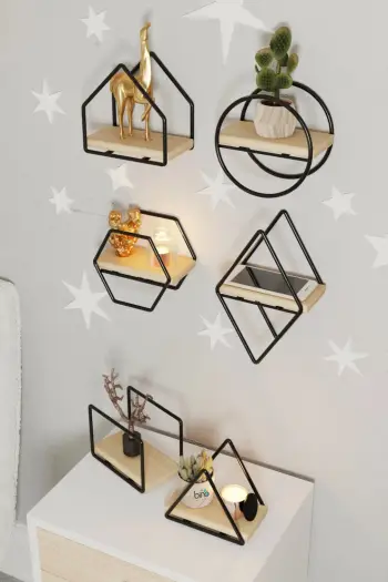 Set rafesh për mur, Hanah Home, Minyatür Raflar, 6 copë