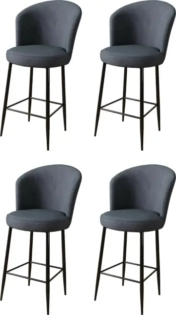 Set karrigesh për bar (4 copë), Hanah Home Fora, antracit, e zezë