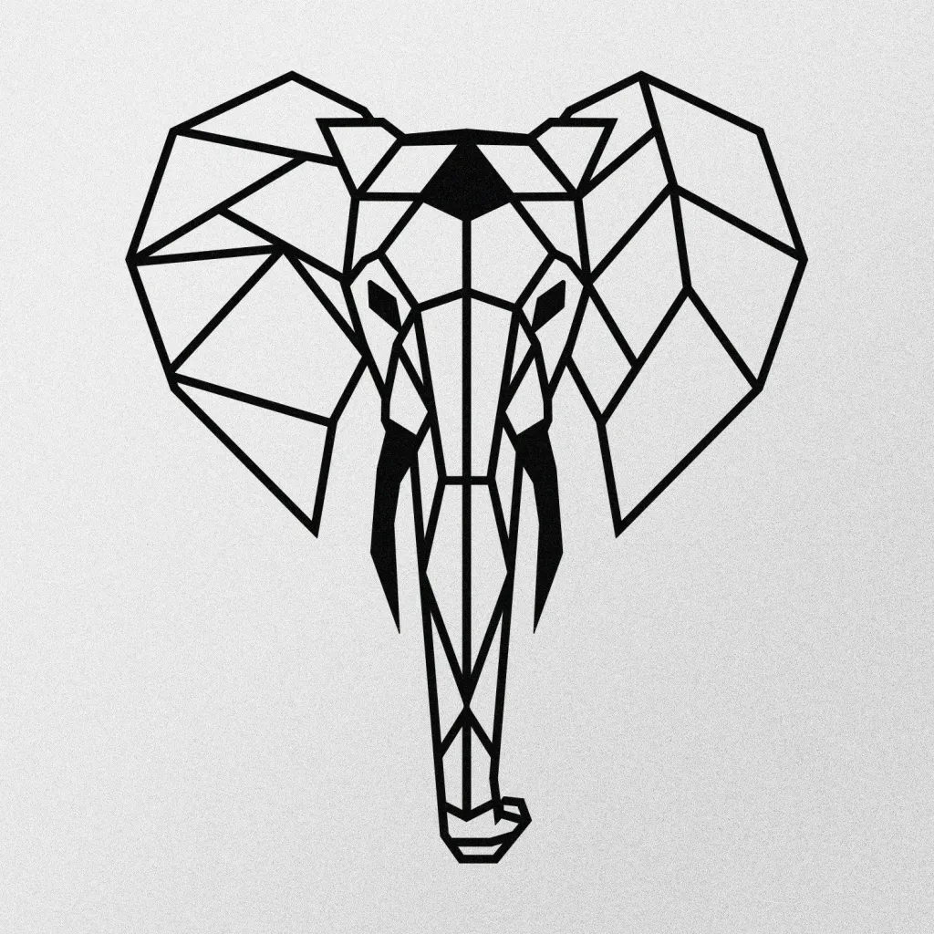 Dekor metalik për mur, elefant, ngjyrë e zezë, Wallity, 45x52cm - 4