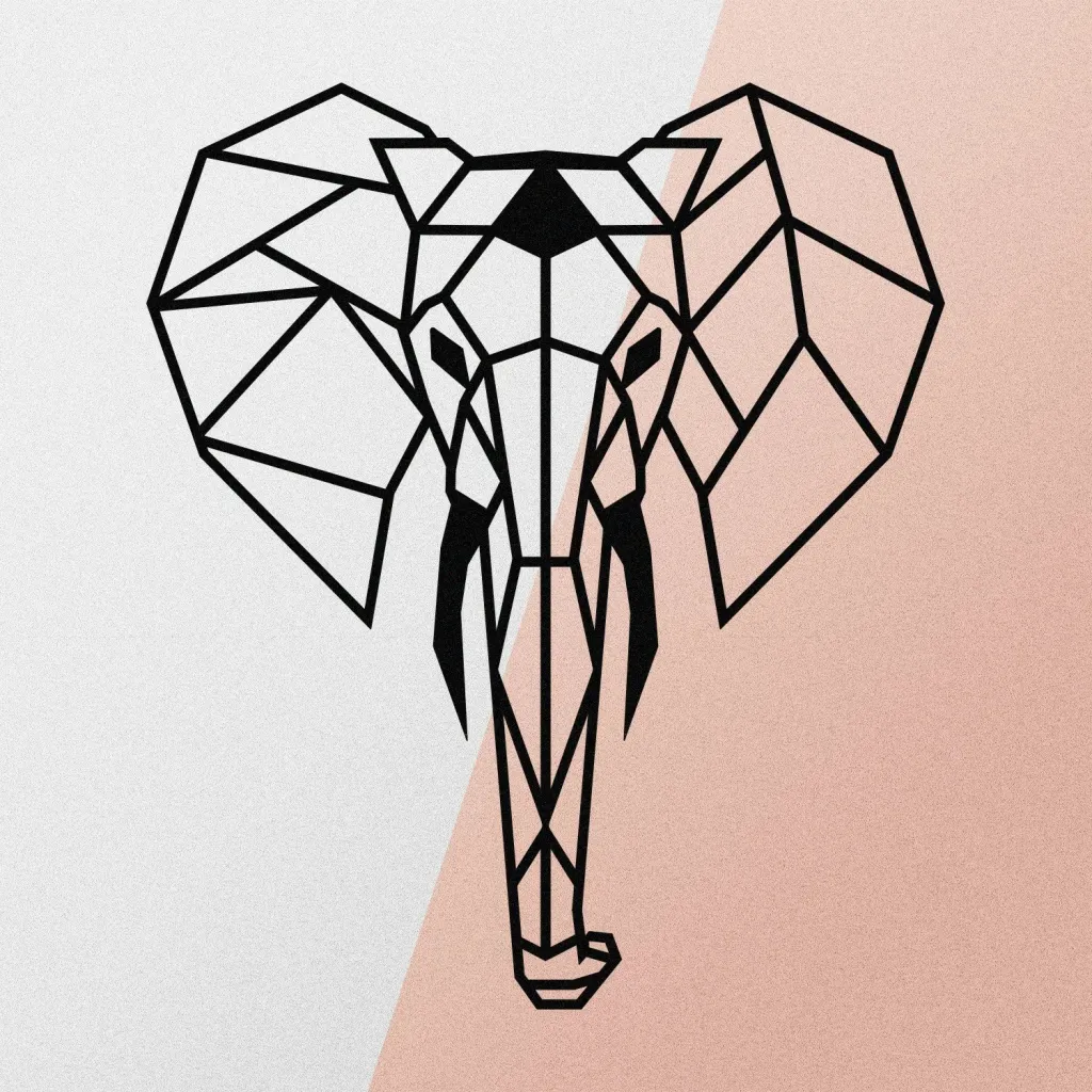 Dekor metalik për mur, elefant, ngjyrë e zezë, Wallity, 45x52cm - 5