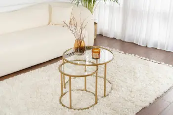 Set tavolinash kafeje Hanah Home, ngjyrë ari-transparent, 60-42